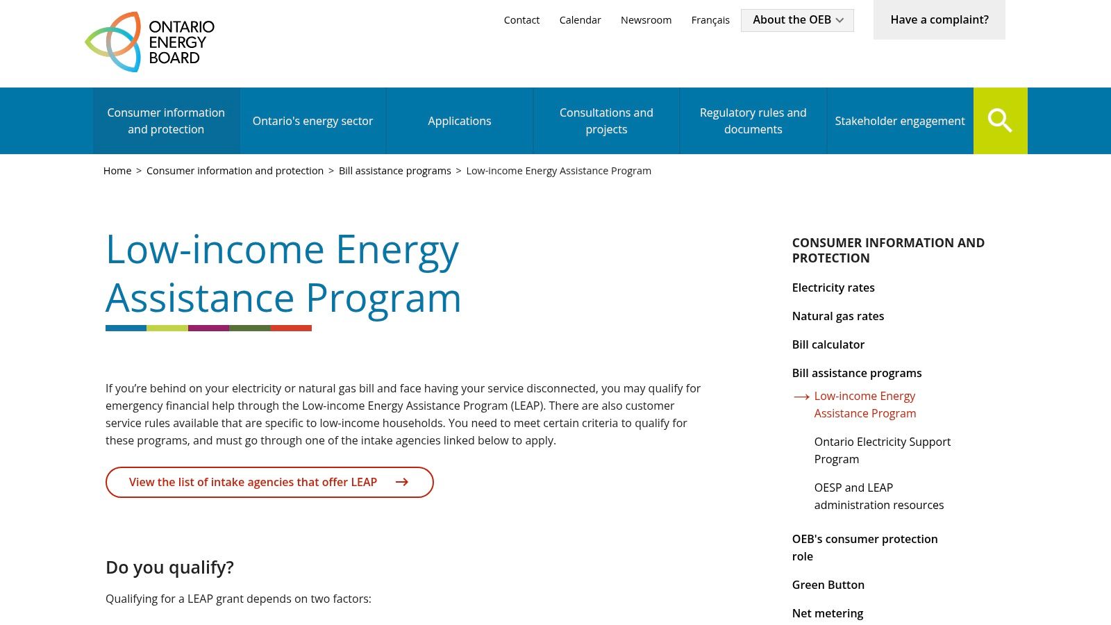 Low-income Energy Assistance Program (LEAP) — Ontario Energy Board