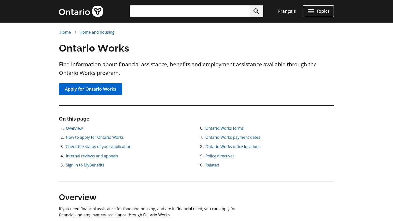 Ontario Works (Ontario.ca)