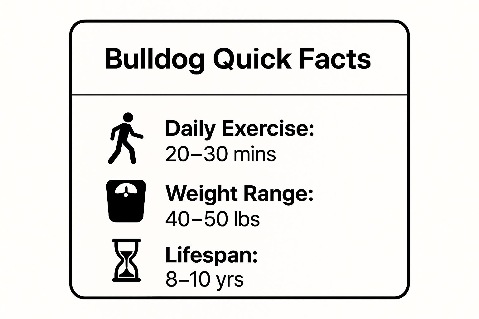 Infographic showing key data about Bulldog