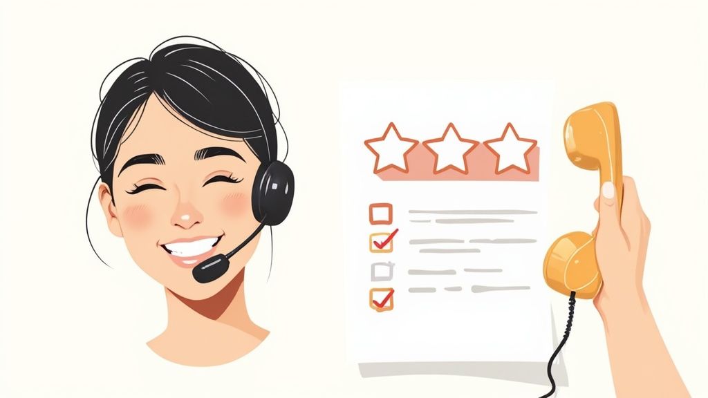 Infographic explaining Customer Satisfaction Score (CSAT) with a satisfaction scale and key statistics.