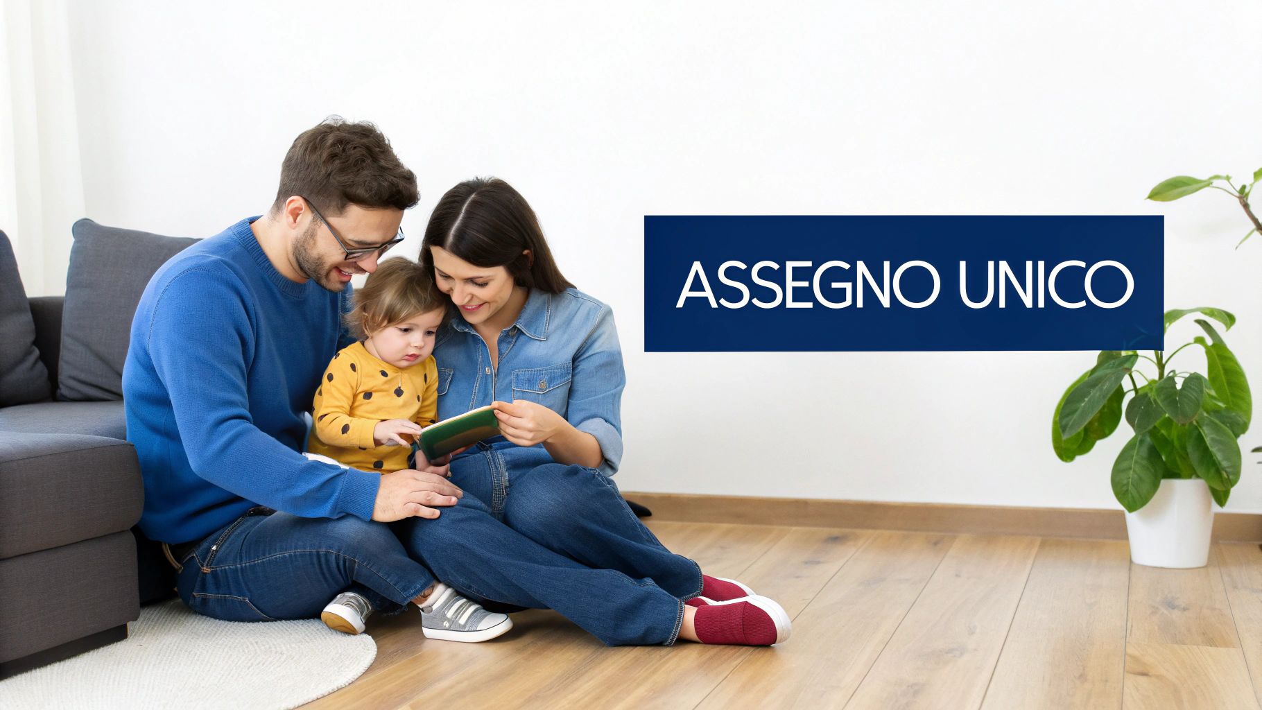 Assegno Unico, come richiederlo: la guida pratica Una famiglia felice che gioca insieme in un parco, simbolo del supporto economico dell'assegno unico