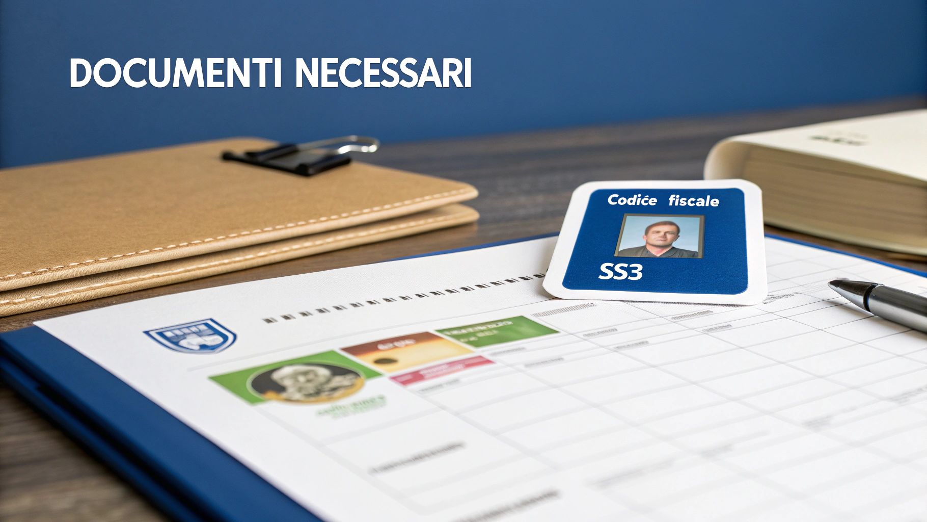 Guida alla domanda per l'indennità di accompagnamento INPS Una calcolatrice e dei documenti su una scrivania, simbolo della preparazione burocratica