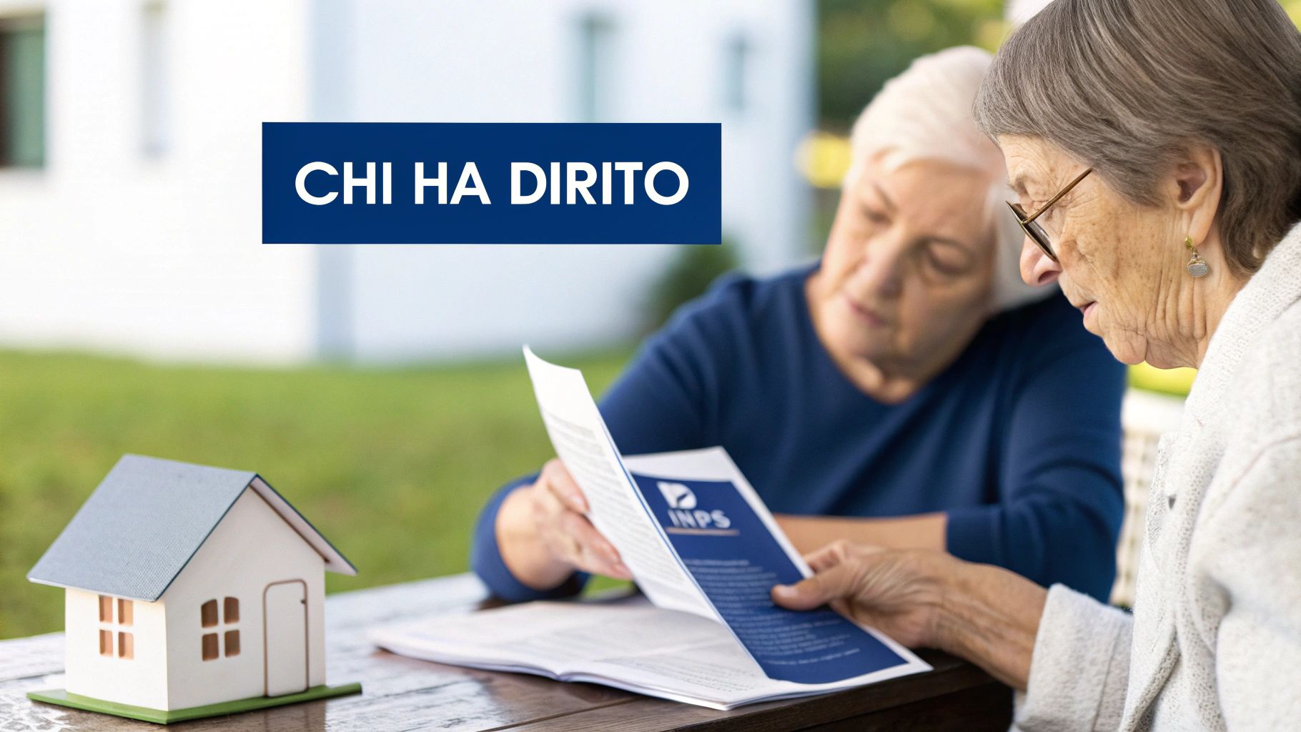 Guida alla domanda per l'indennità di accompagnamento INPS Una persona anziana riceve assistenza da un operatore sanitario in un ambiente domestico