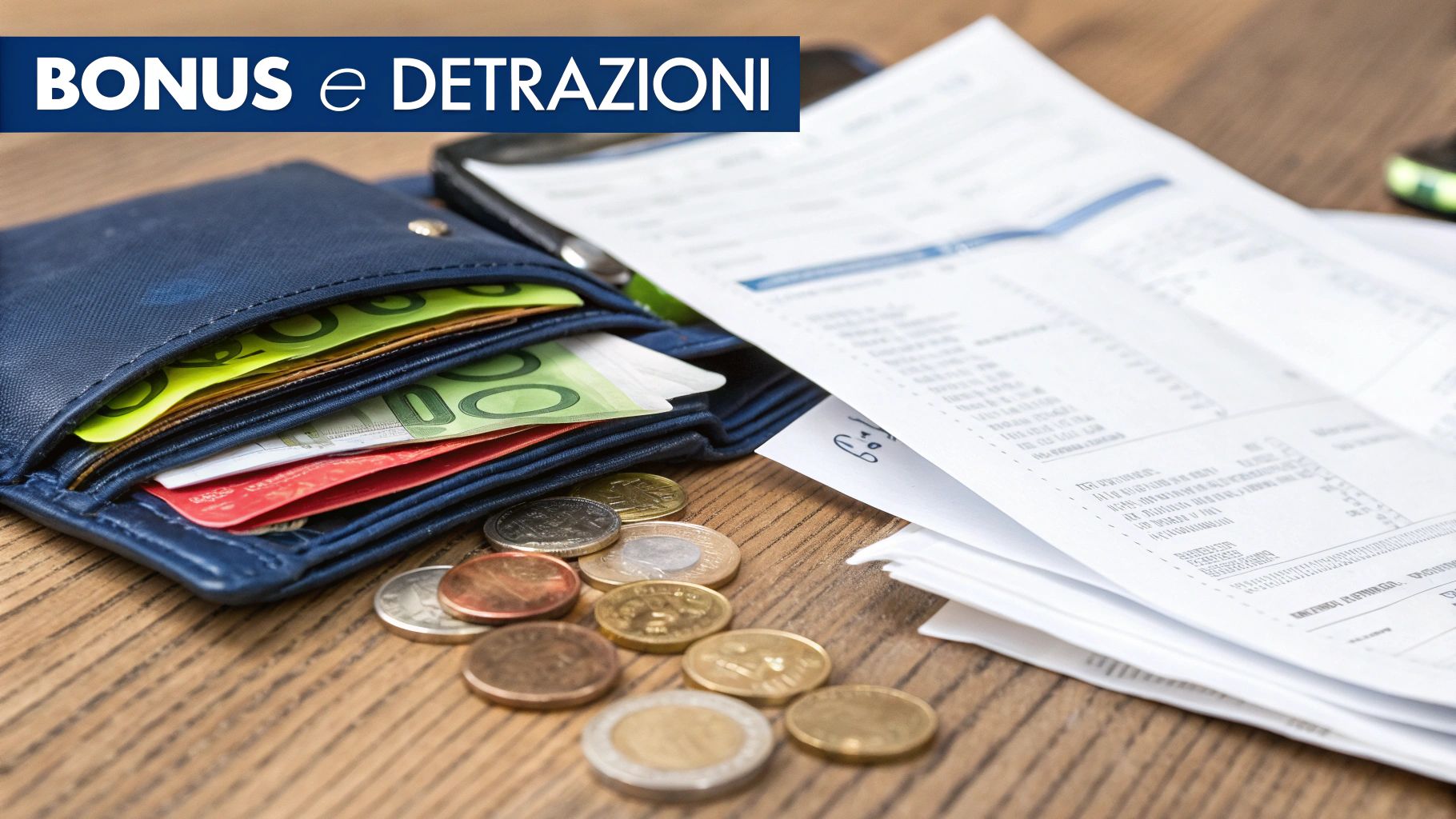 Agevolazioni per famiglie numerose: la guida completa Una calcolatrice e delle monete su un tavolo, a simboleggiare il risparmio familiare