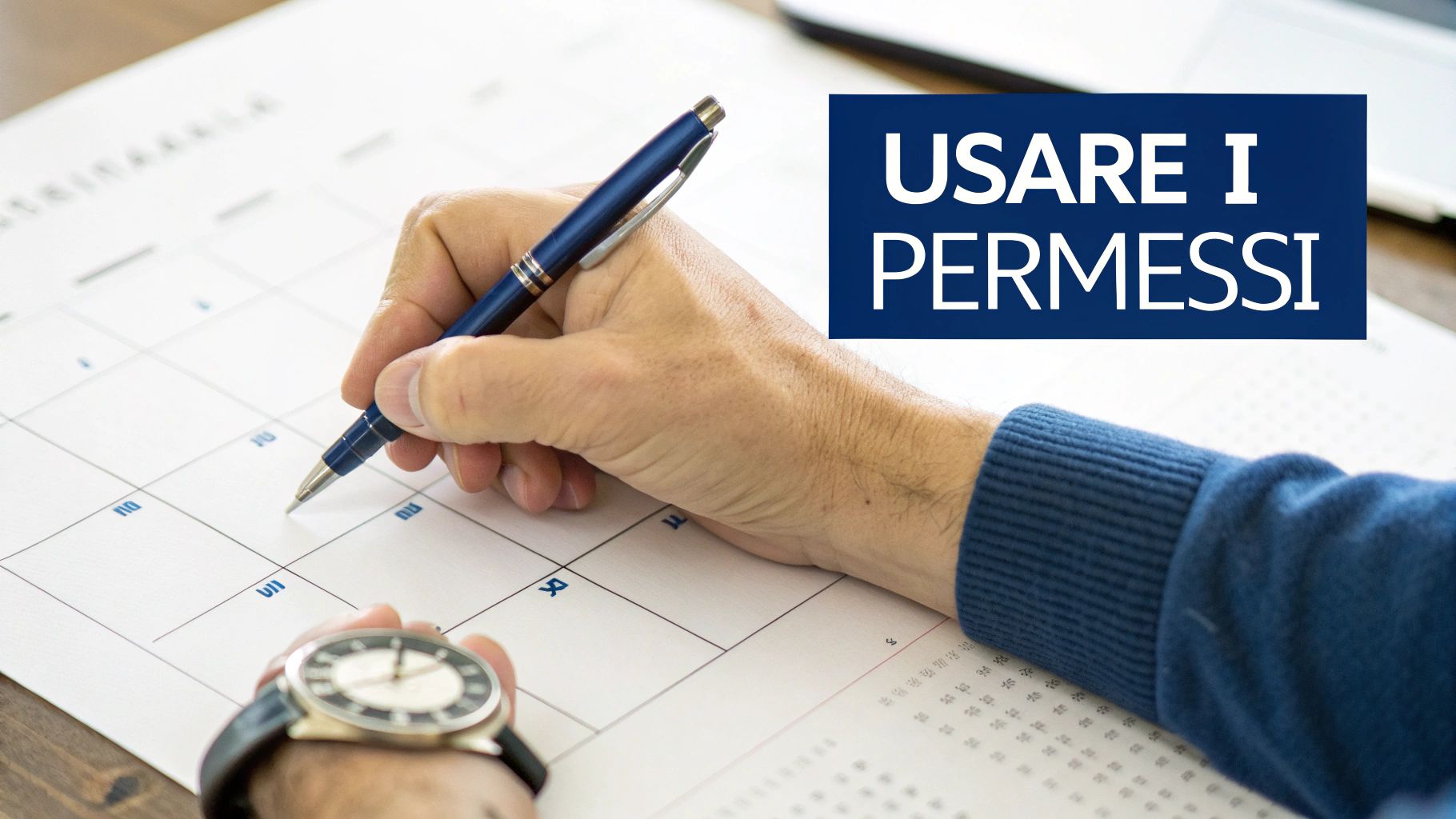 Un calendario e un orologio simboleggiano la corretta pianificazione e fruizione dei permessi Legge 104