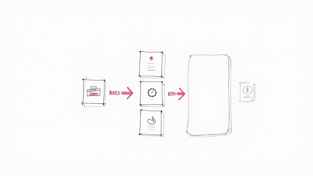 A person assembling puzzle pieces to build a product, representing the use of modern tools for MVP development.