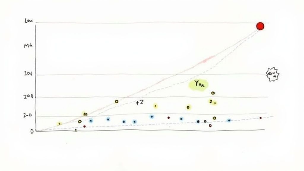 A simple visual showing a central SaaS company icon being compared against several other company icons, representing market benchmarking.