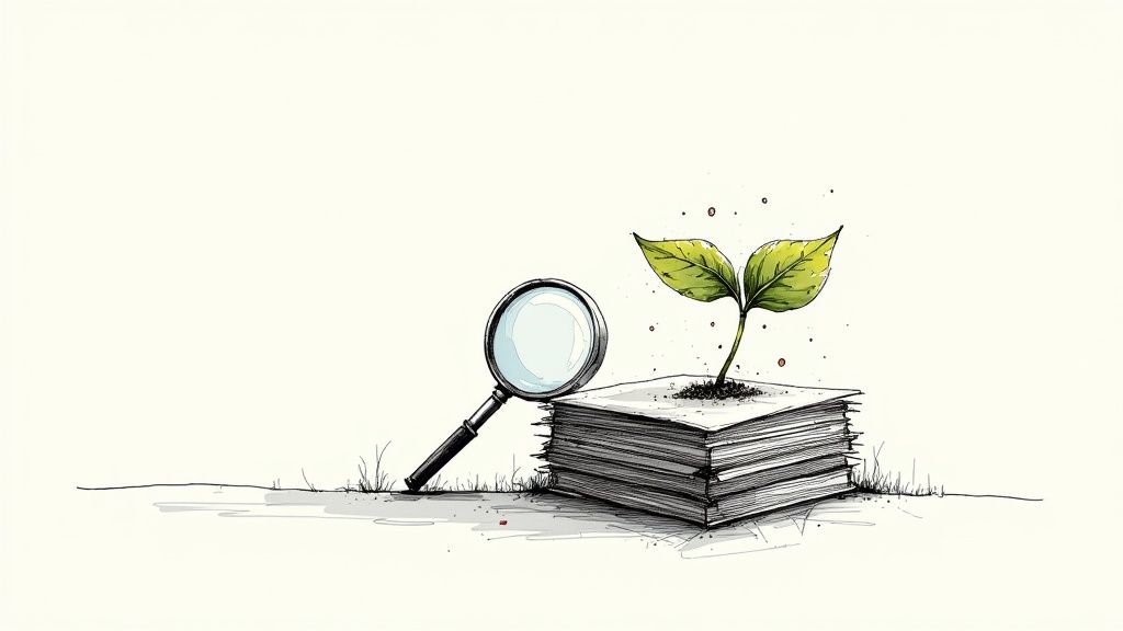 A group of people collaborating on a project with sticky notes and charts, representing startup market research.