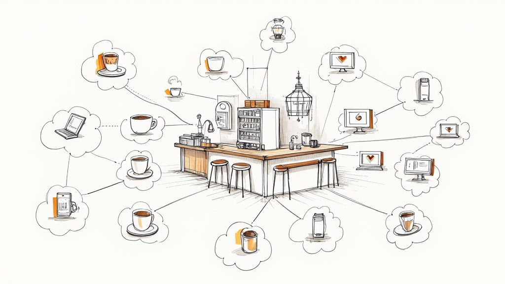 SaaS founders discussing charts and data for a competitive landscape analysis