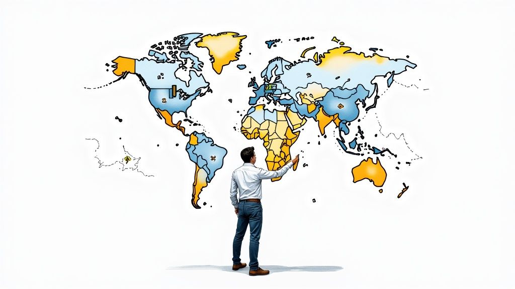 A person at a desk analyzing charts and data on a computer screen, representing SaaS market research.