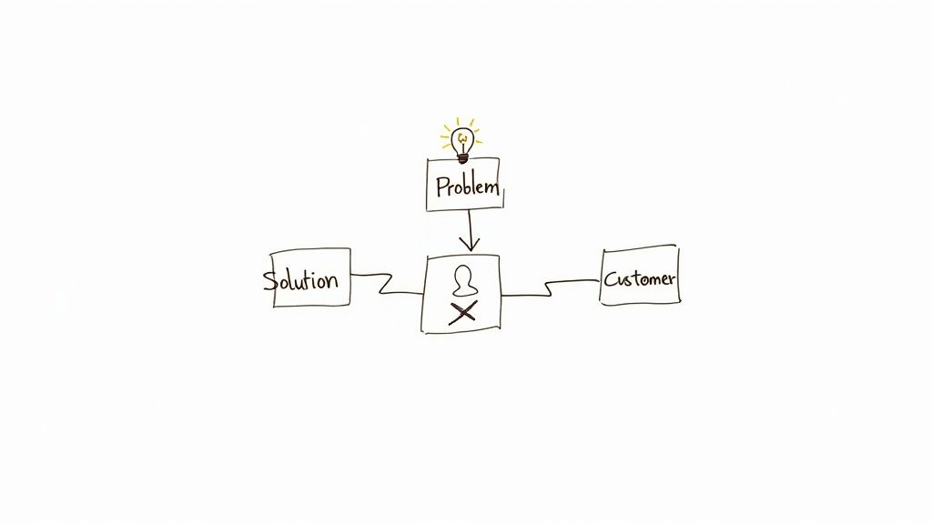A simple landing page on a laptop screen showing a value proposition and an email sign-up form.