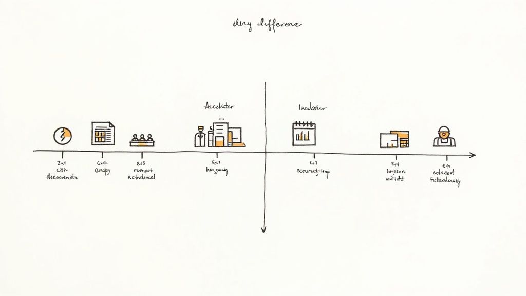 A side-by-side comparison chart showing different startup paths.