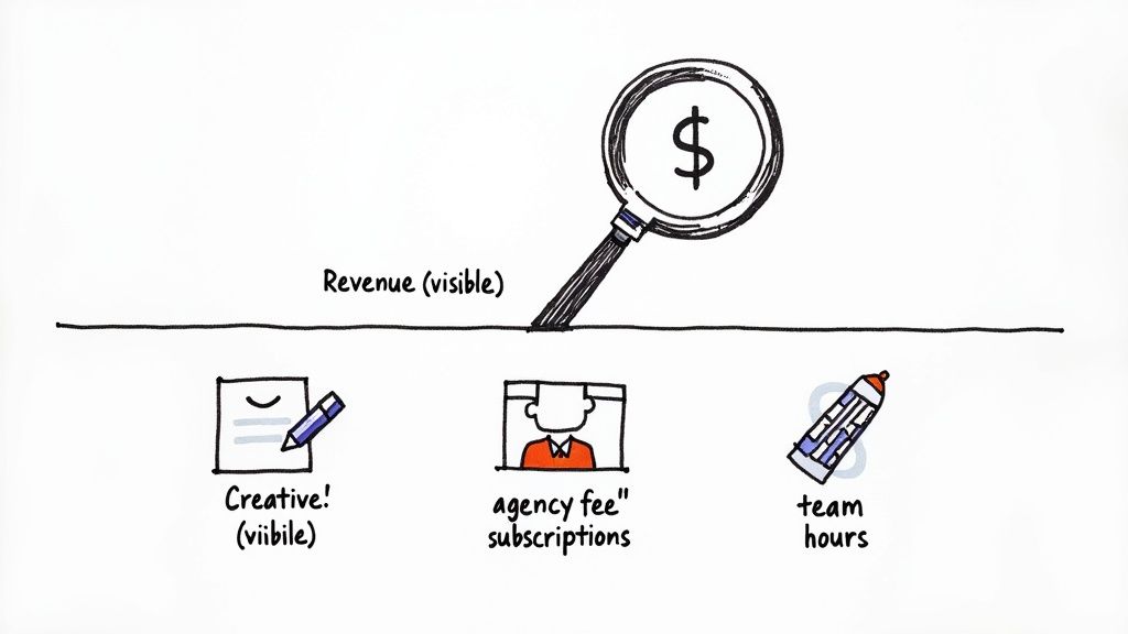 A digital marketer analyzing campaign data on a dashboard with charts and graphs.