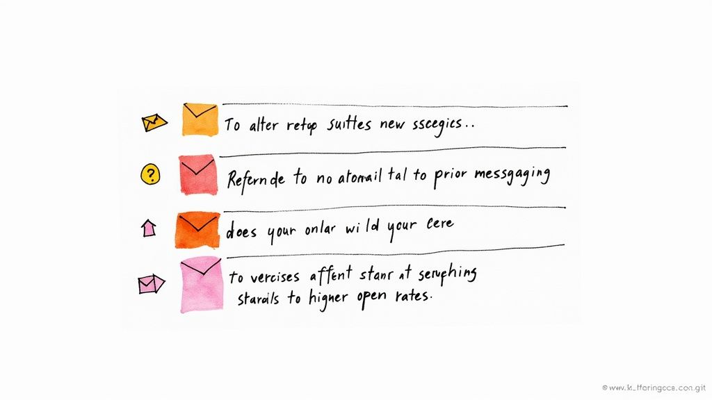 Woman writing an email on her laptop, focused on the subject line