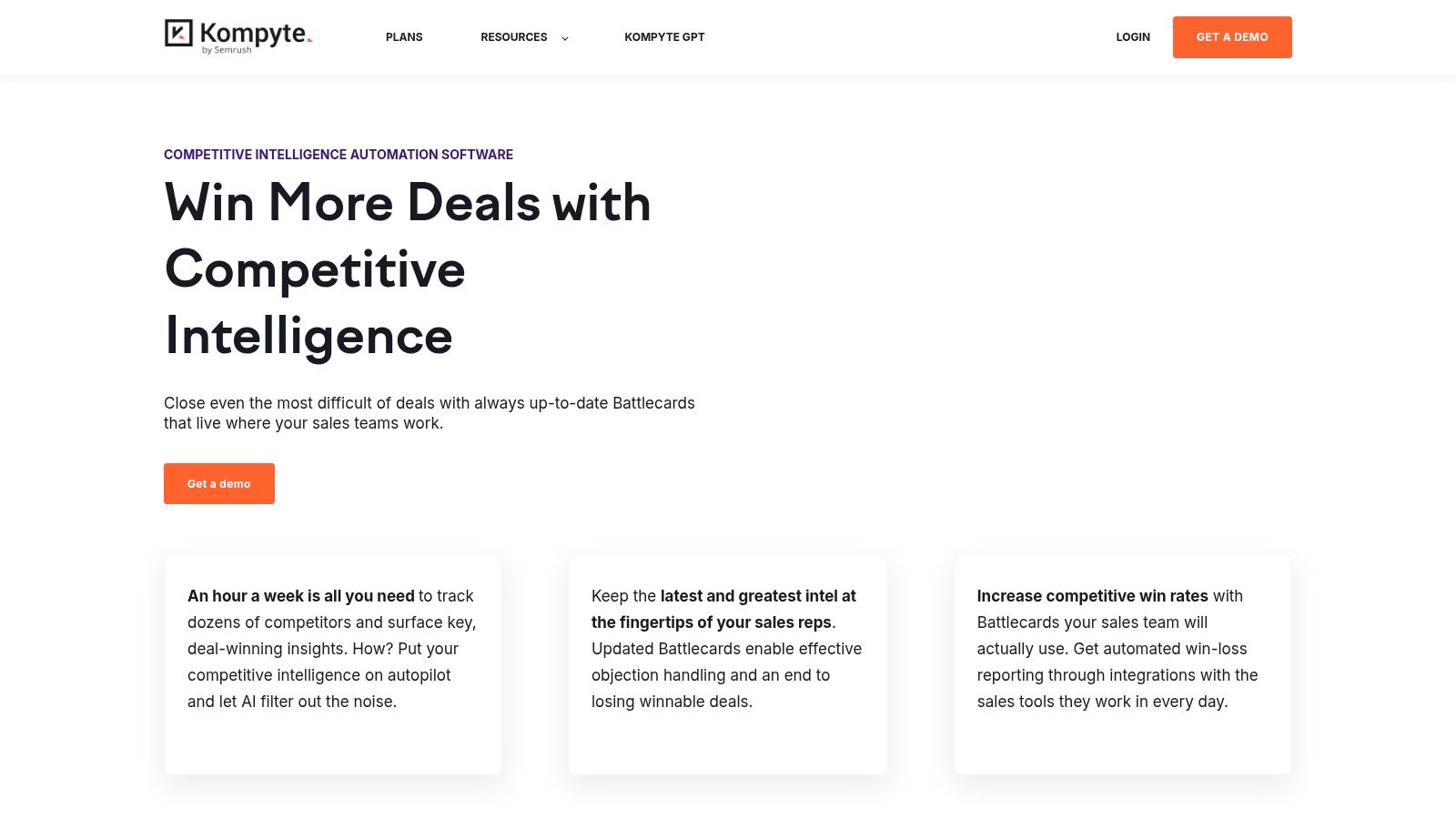 Kompyte platform dashboard showing competitor tracking and insights