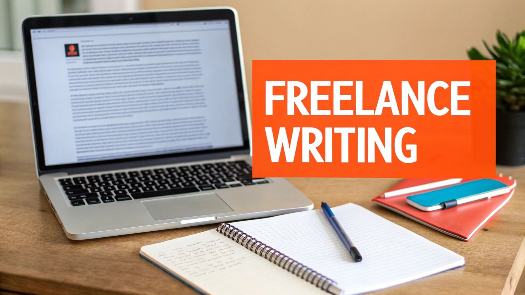A person typing on a laptop, representing freelance writing and content creation.
