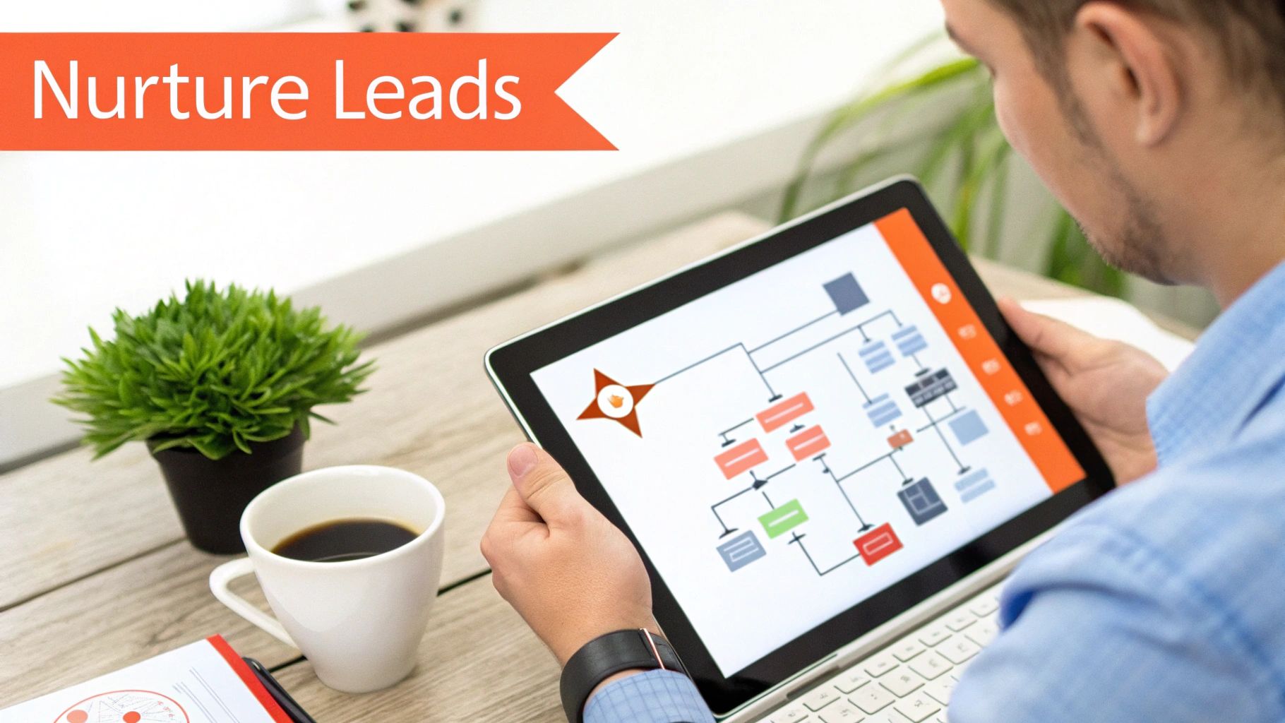 A flowchart showing a marketing automation sequence with different paths based on user actions.