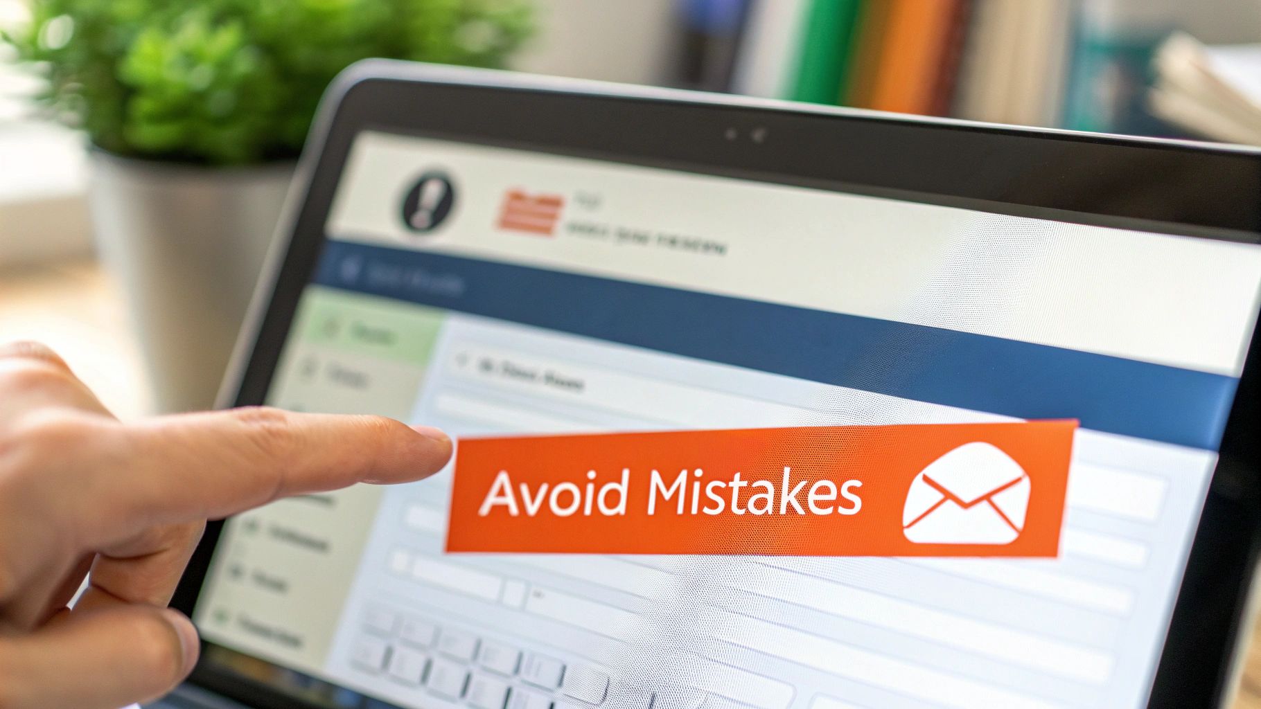 A graphic showing a red X icon over an email with a poorly written subject line like 'job application for your company'.