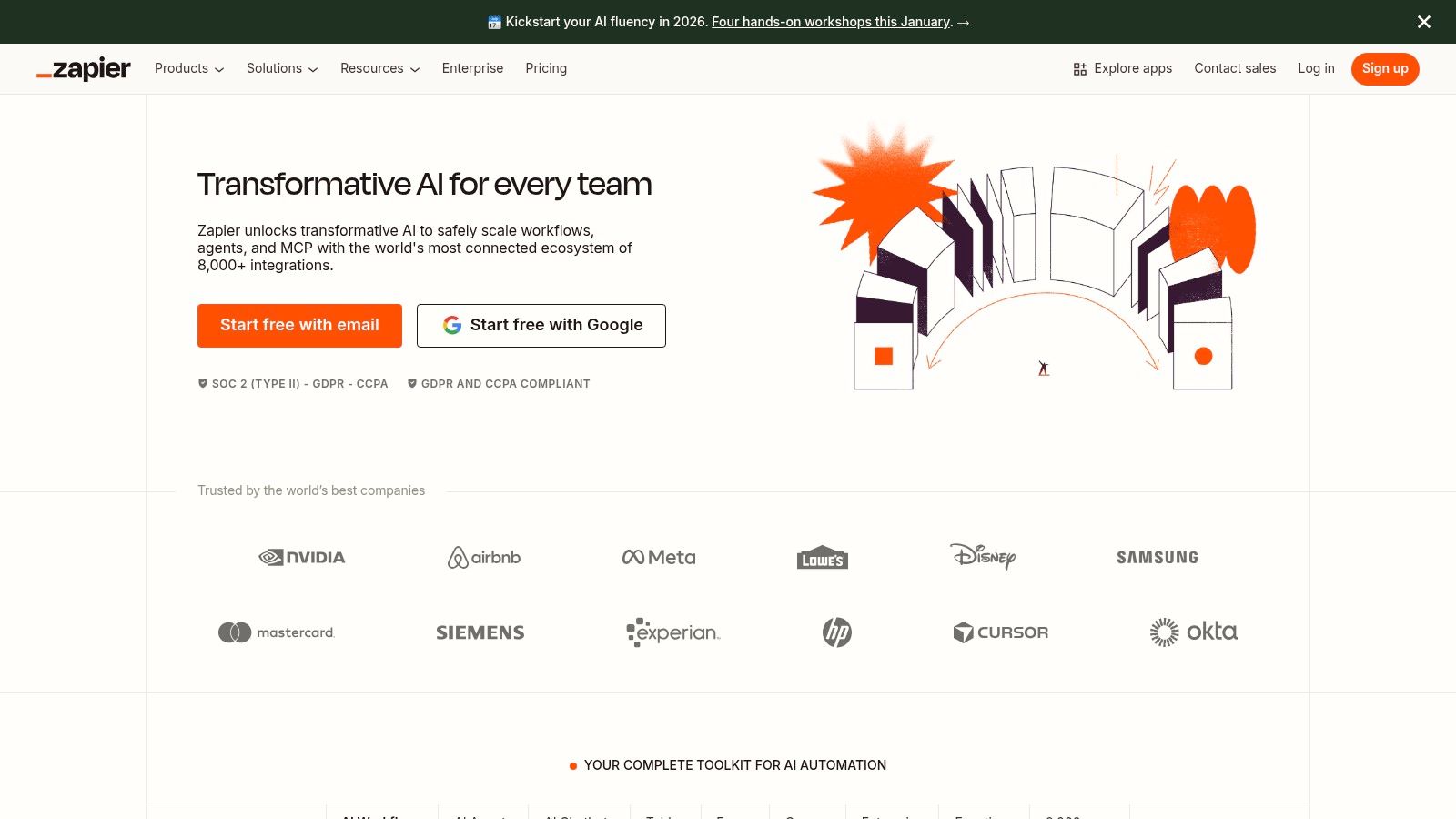 The Zapier interface showing an automated workflow, or "Zap," being built using its no-code visual editor.