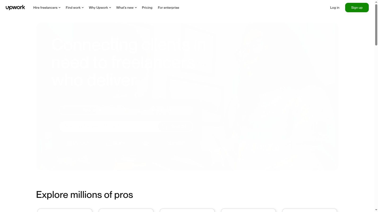 A screenshot of the Upwork interface showing a freelance project posting with details and a button to submit a proposal.