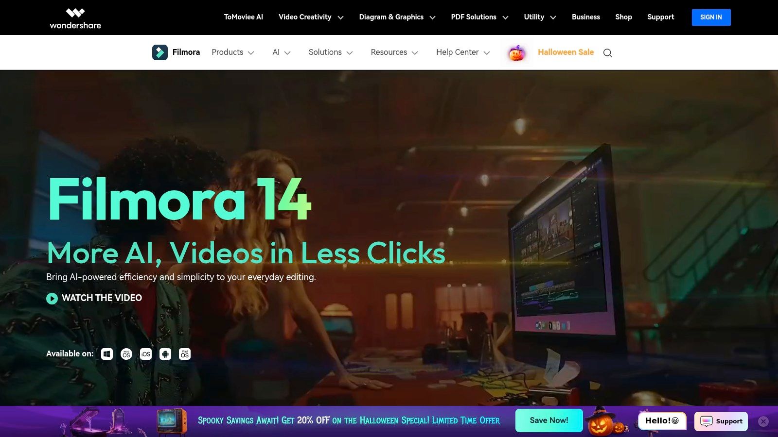 Wondershare Filmora's AI features, including AI Copilot and Text-Based Editing, within its user-friendly interface.