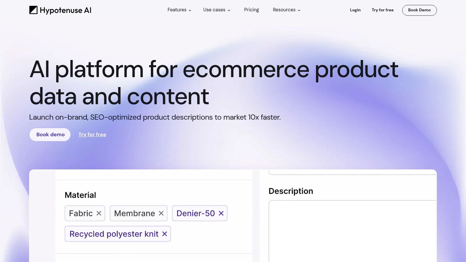 An inside look at the Hypotenuse AI platform, showcasing its bulk content generation capabilities for ecommerce.