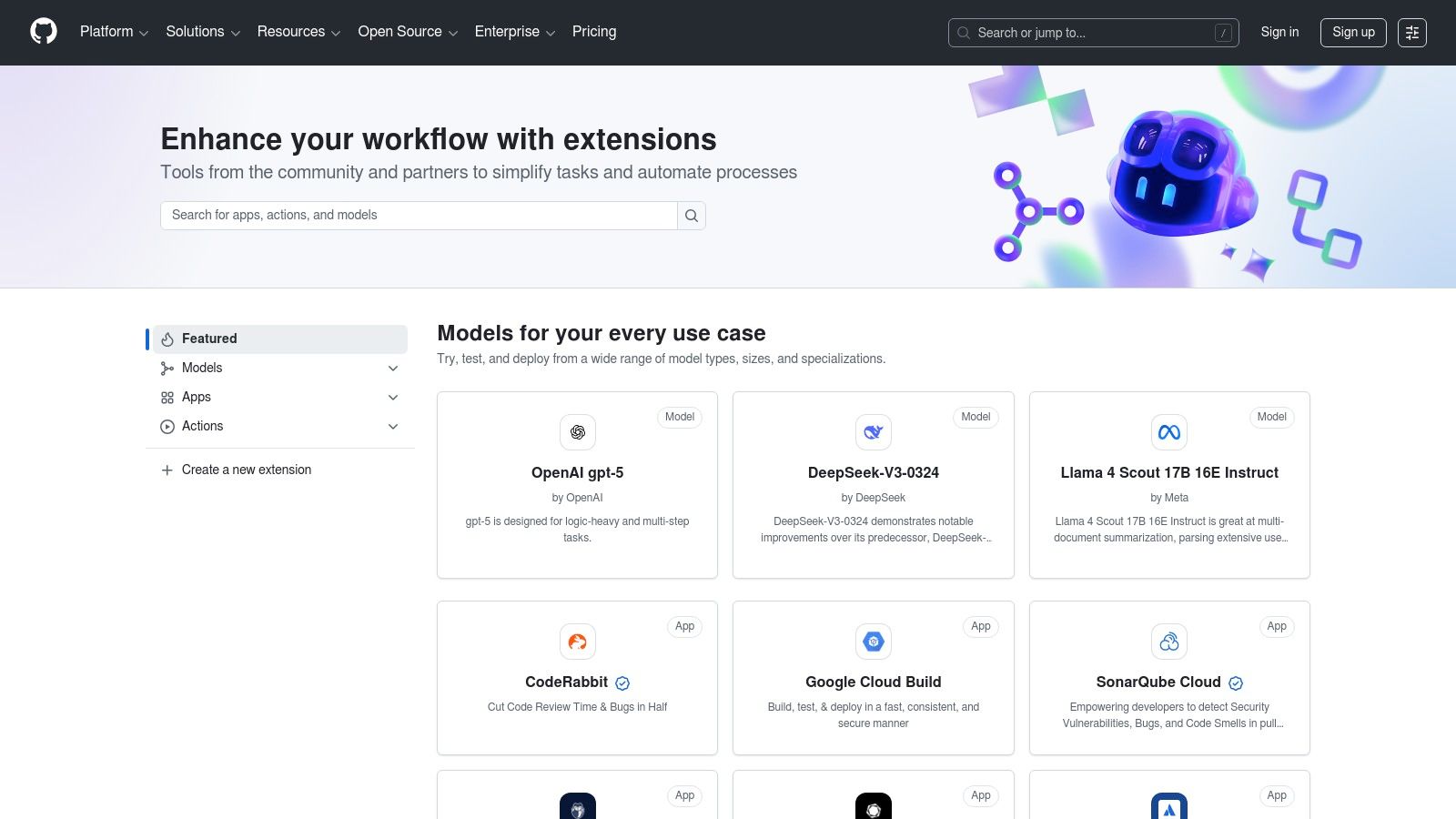 GitHub Marketplace (plus Copilot ecosystem)