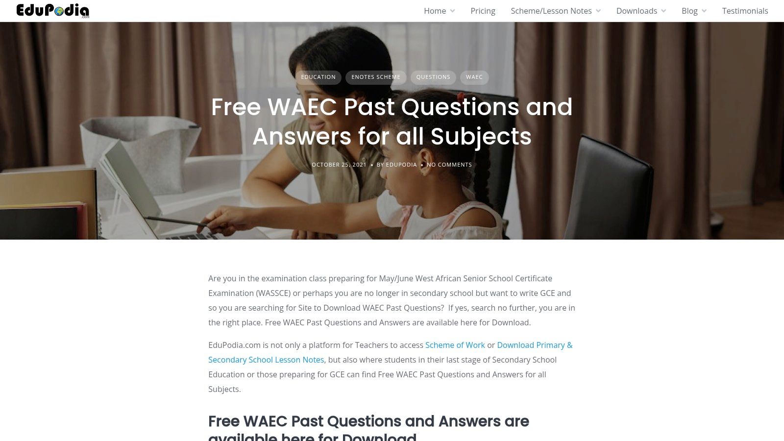 EduPodia – Free WAEC Past Questions (Downloads)