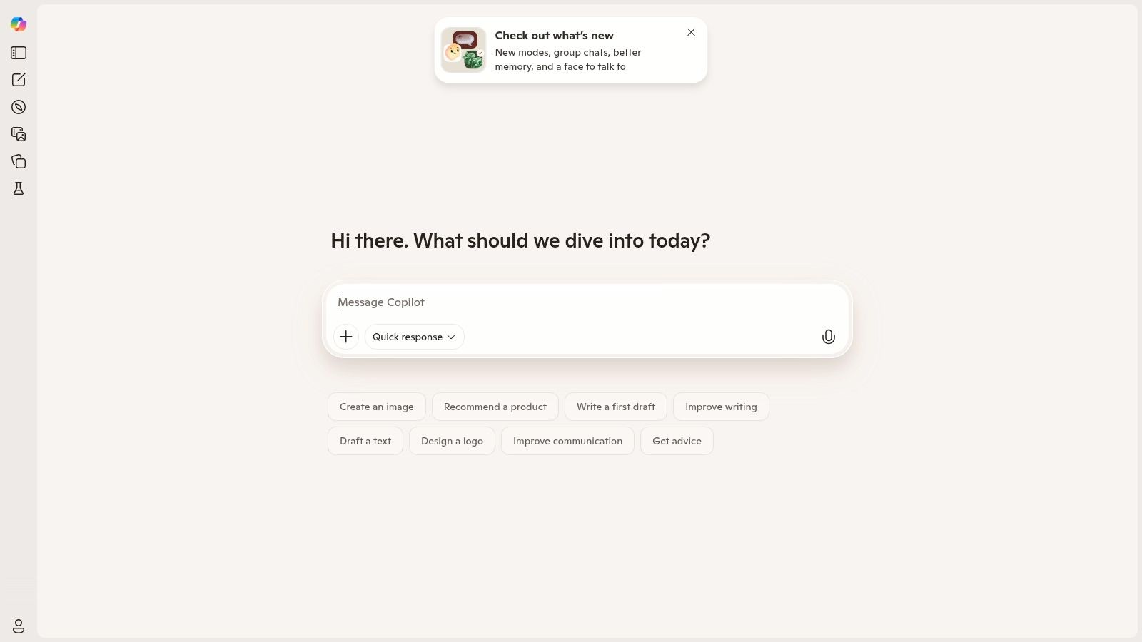 A screenshot of the Microsoft Copilot interface showing a prompt for creative writing and image generation.