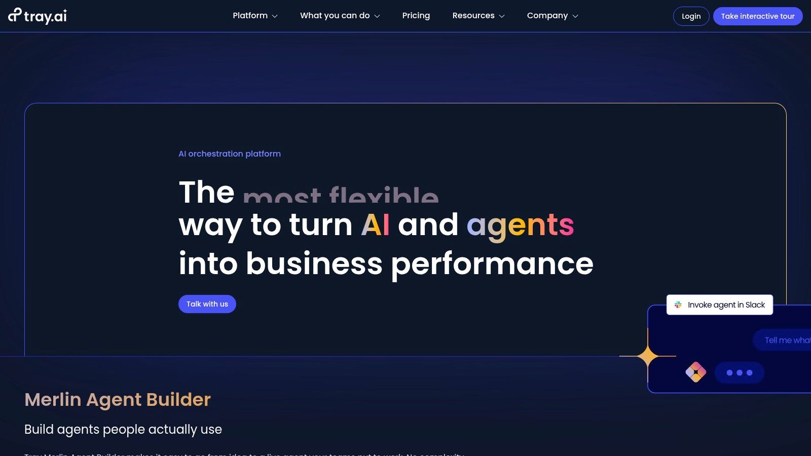 Tray.io's visual workflow builder showing a complex automation path