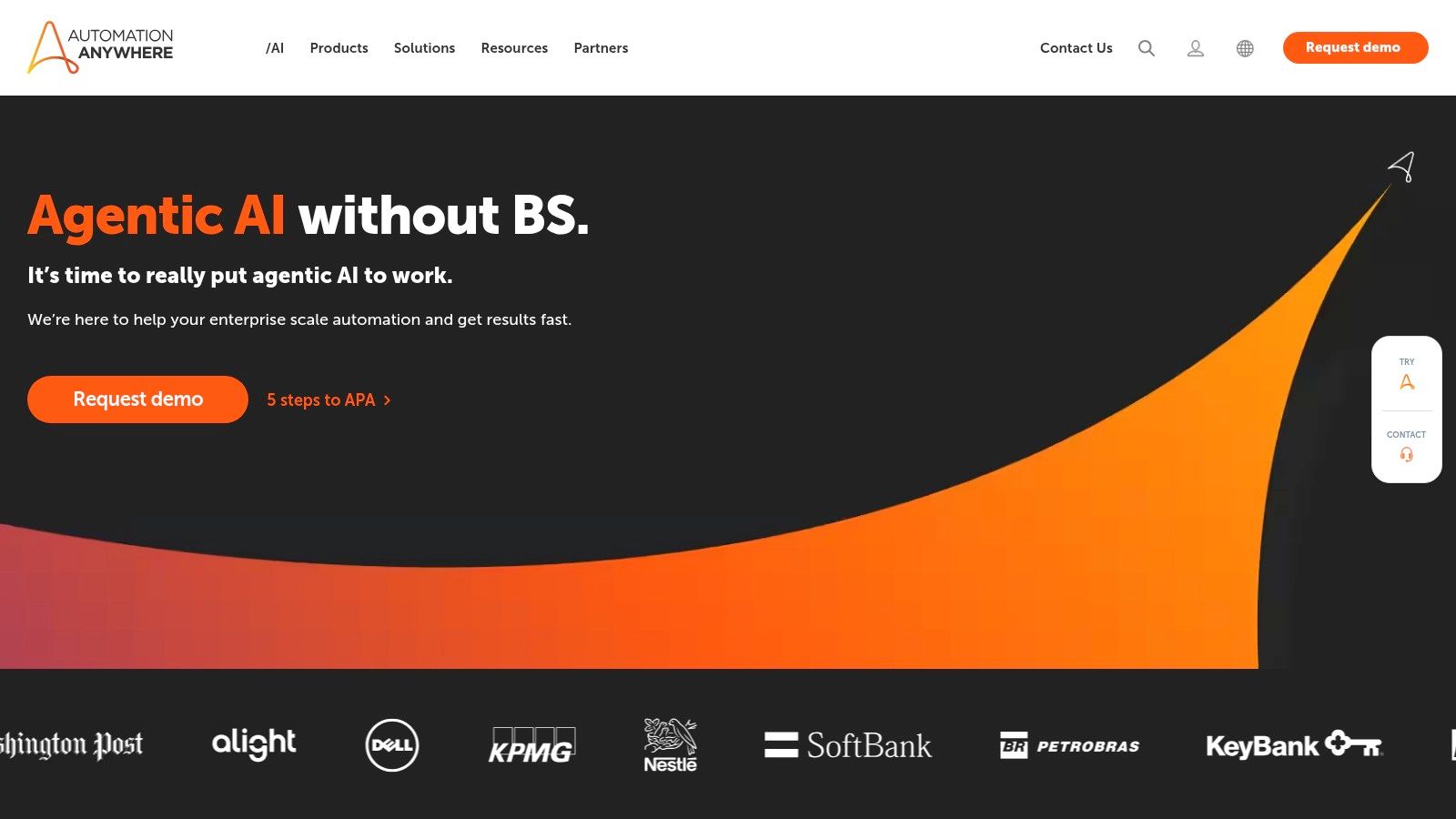 The Automation Anywhere platform showing its cloud-based process automation builder and dashboard.