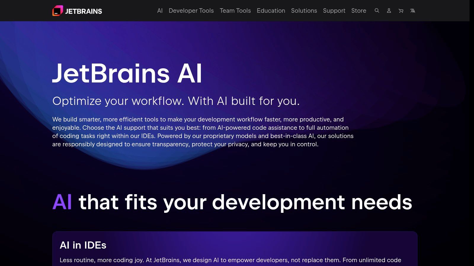 The JetBrains AI Assistant logo alongside icons representing its various IDEs like IntelliJ and PyCharm.