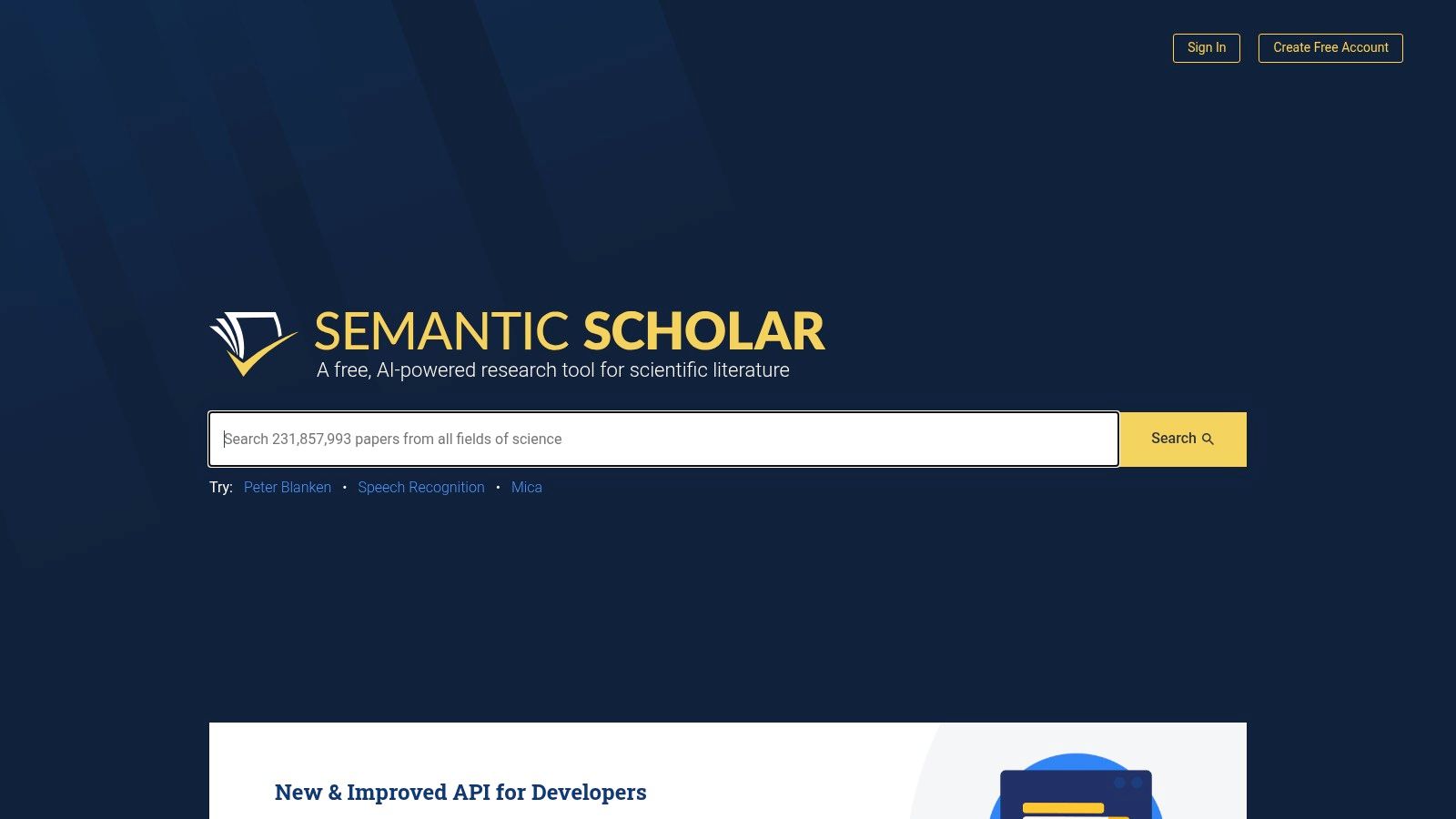 A screenshot of the Semantic Scholar user interface showing search results with TLDR summaries and citation metrics.