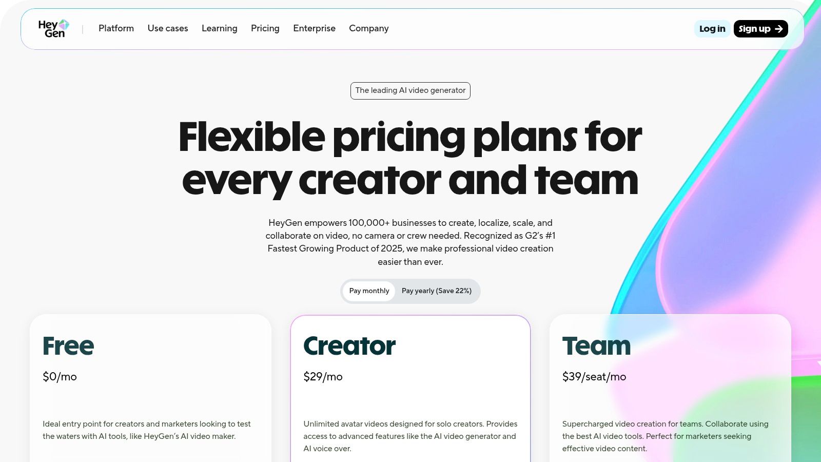 HeyGen's pricing plans offer a clear path from free trials to enterprise-level features.