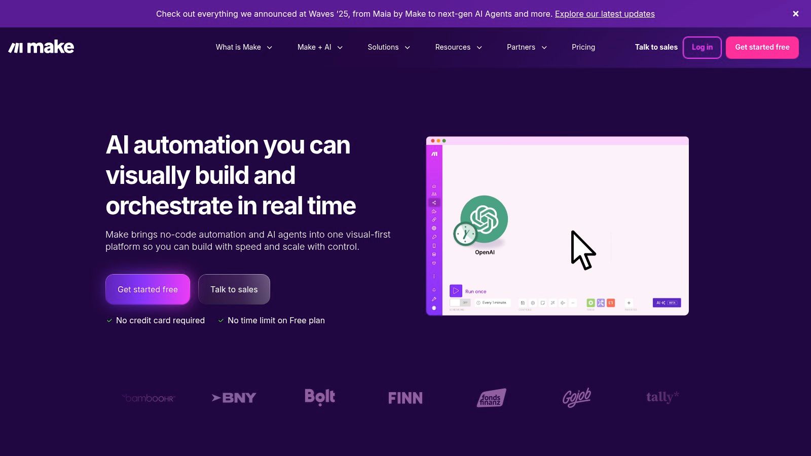 Make's visual scenario builder showing a complex workflow with multiple branches