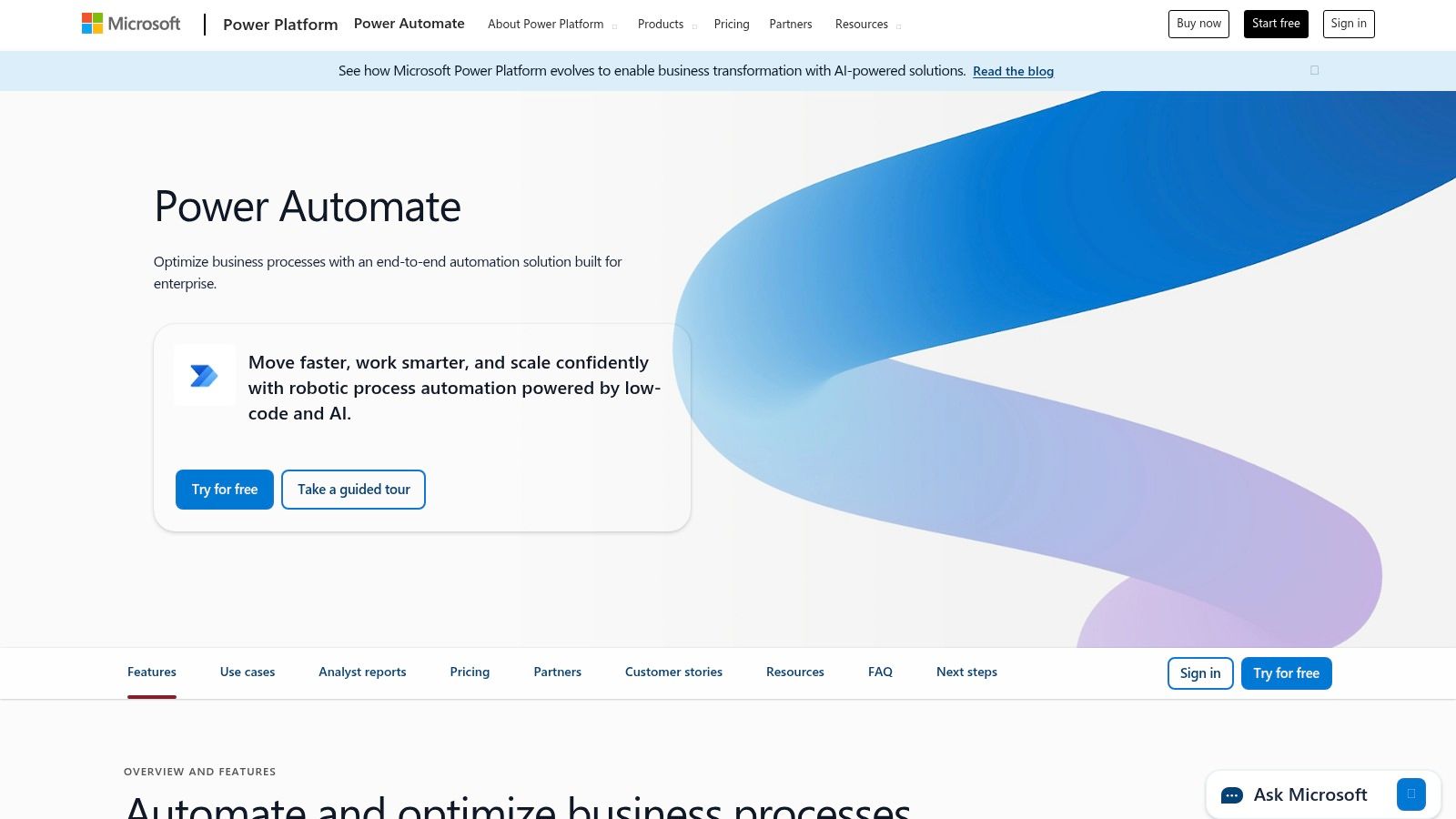 A screenshot of the Microsoft Power Automate interface, showing a flow that automates invoice processing. It starts with an email trigger, uses AI Builder to extract data from a PDF attachment, and saves the information to a SharePoint list.