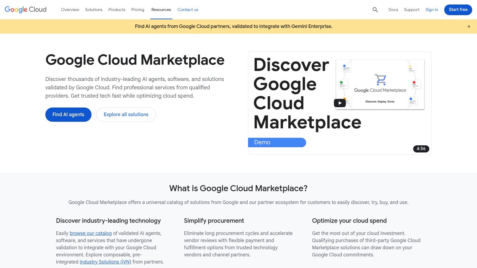 Google Cloud Marketplace AI and Machine Learning category page