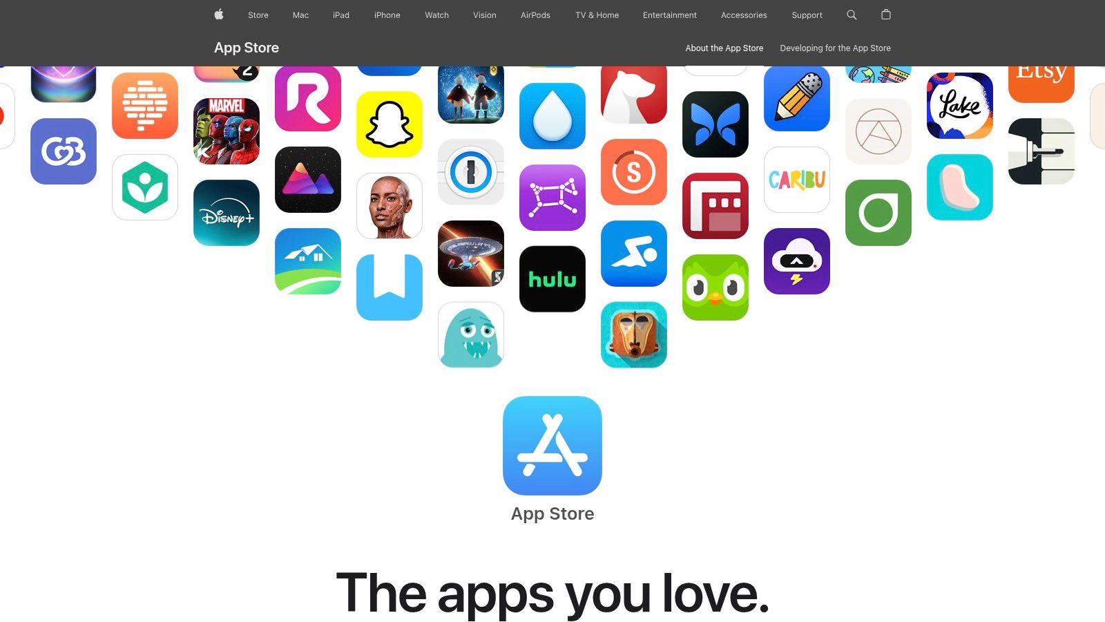 A screenshot of the Apple App Store interface showing various app icons like Photos, Mail, and Calendar.
