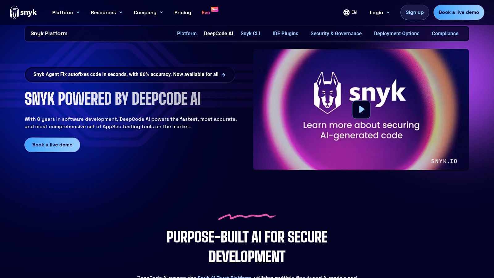 Snyk Code's AI-powered fix suggestions integrated directly into a pull request.