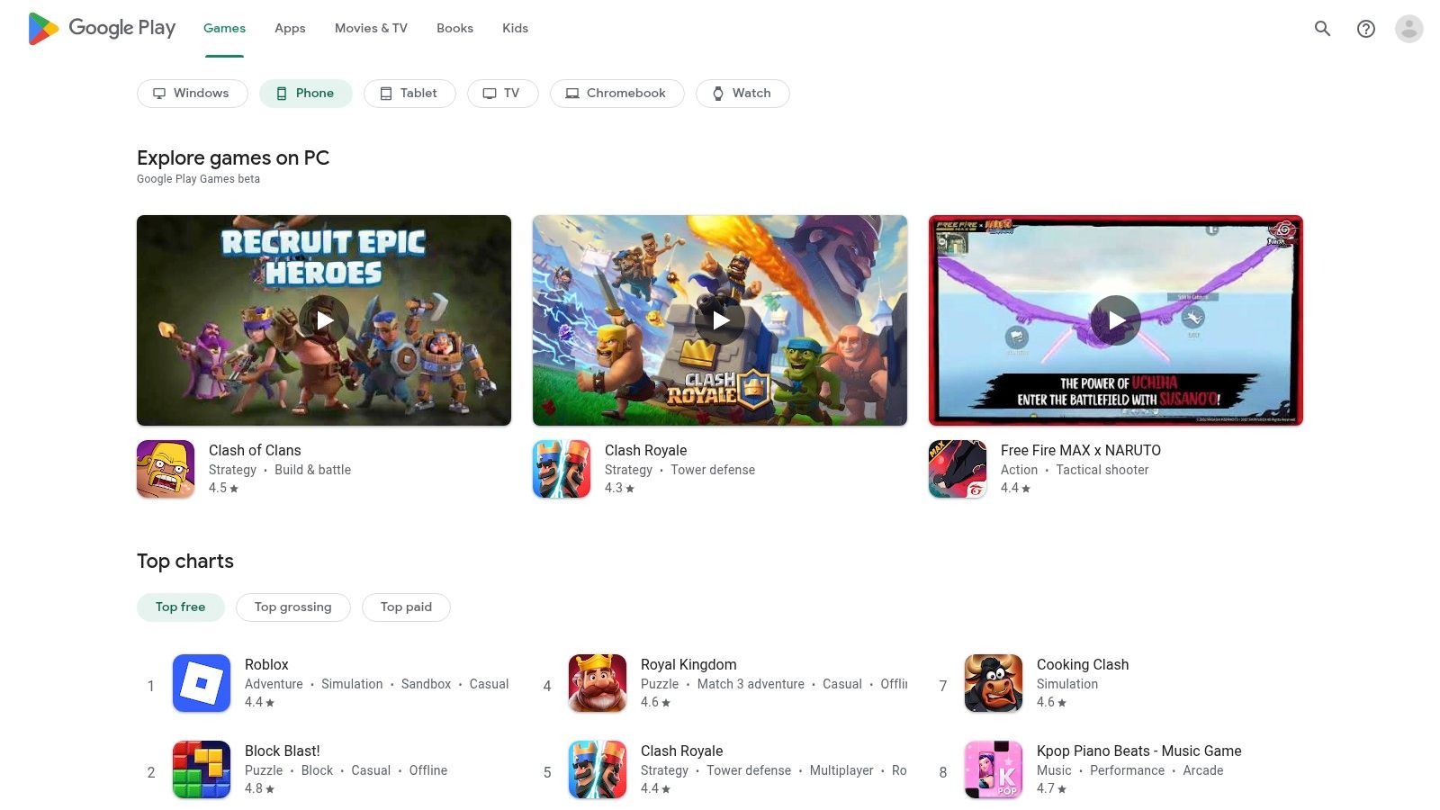 A screenshot of the Google Play Store interface on an Android device, showing various app icons and categories.