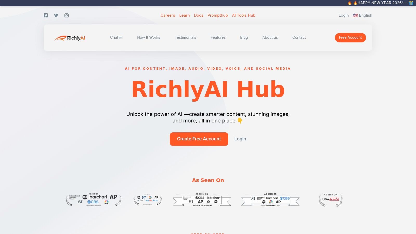 An interface showing RichlyAI's content creation tools, highlighting its all-in-one capabilities.