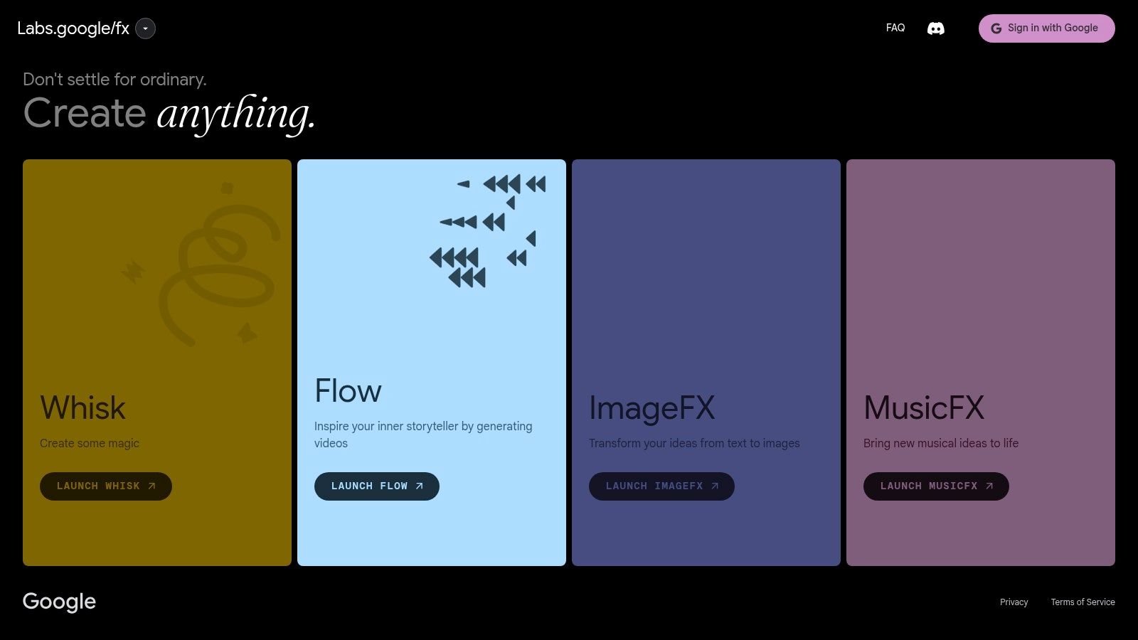 A user interface of Google ImageFX showing an image of a red race car and several prompt suggestions like "minimalist" and "in a photorealistic style".