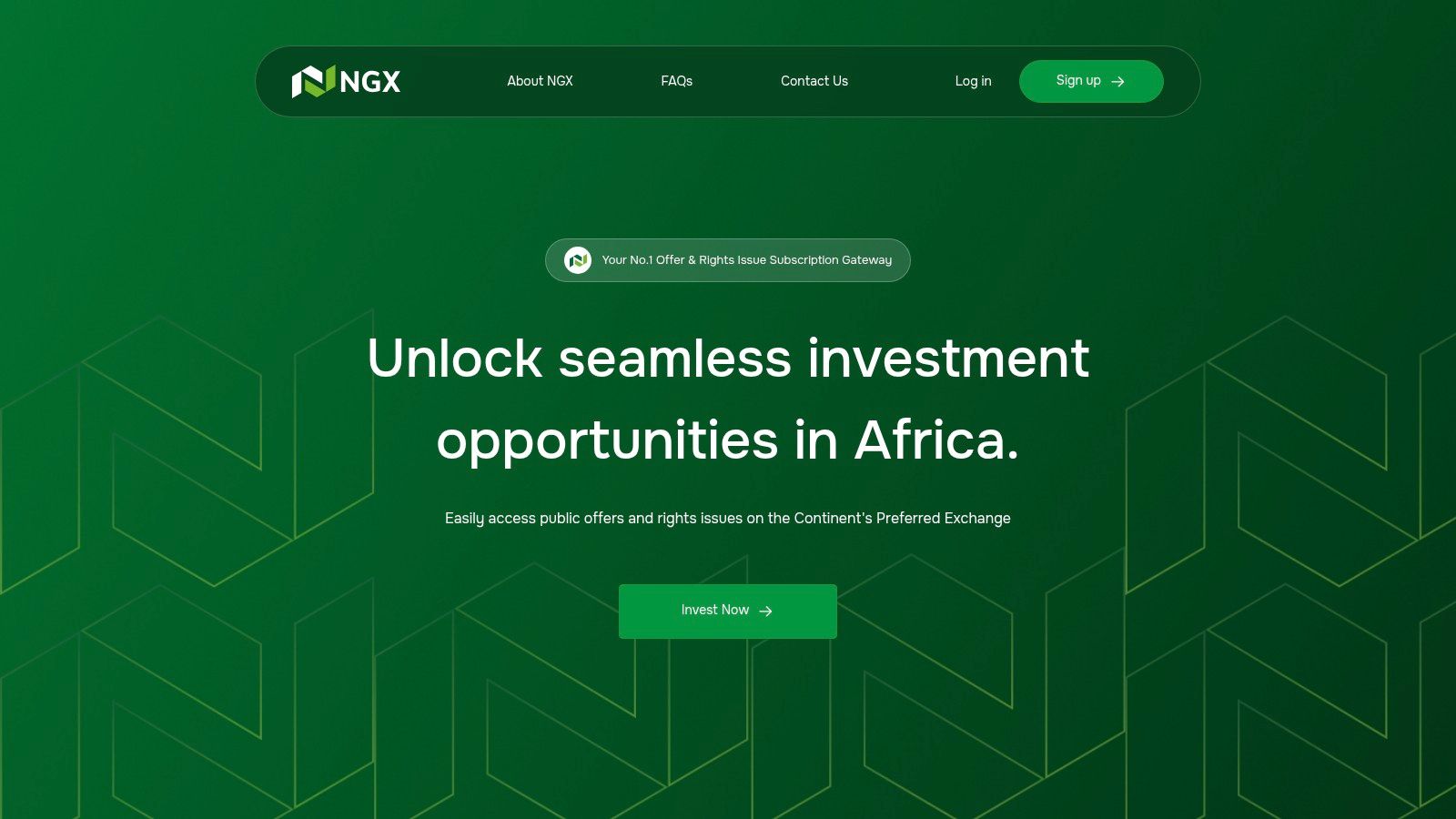 A screenshot of the NGX Invest portal, showing a clean interface for subscribing to public offers.