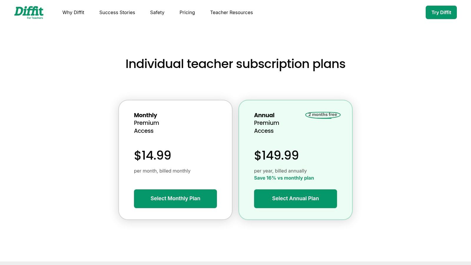A screenshot of the Diffit interface, showing options to generate differentiated reading passages and related activities from a topic or article.