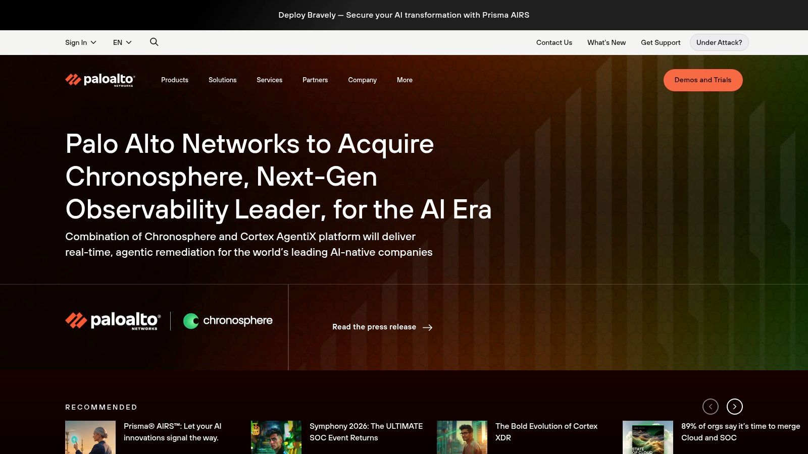 Palo Alto Networks’ Cortex XSIAM dashboard displaying unified security analytics.