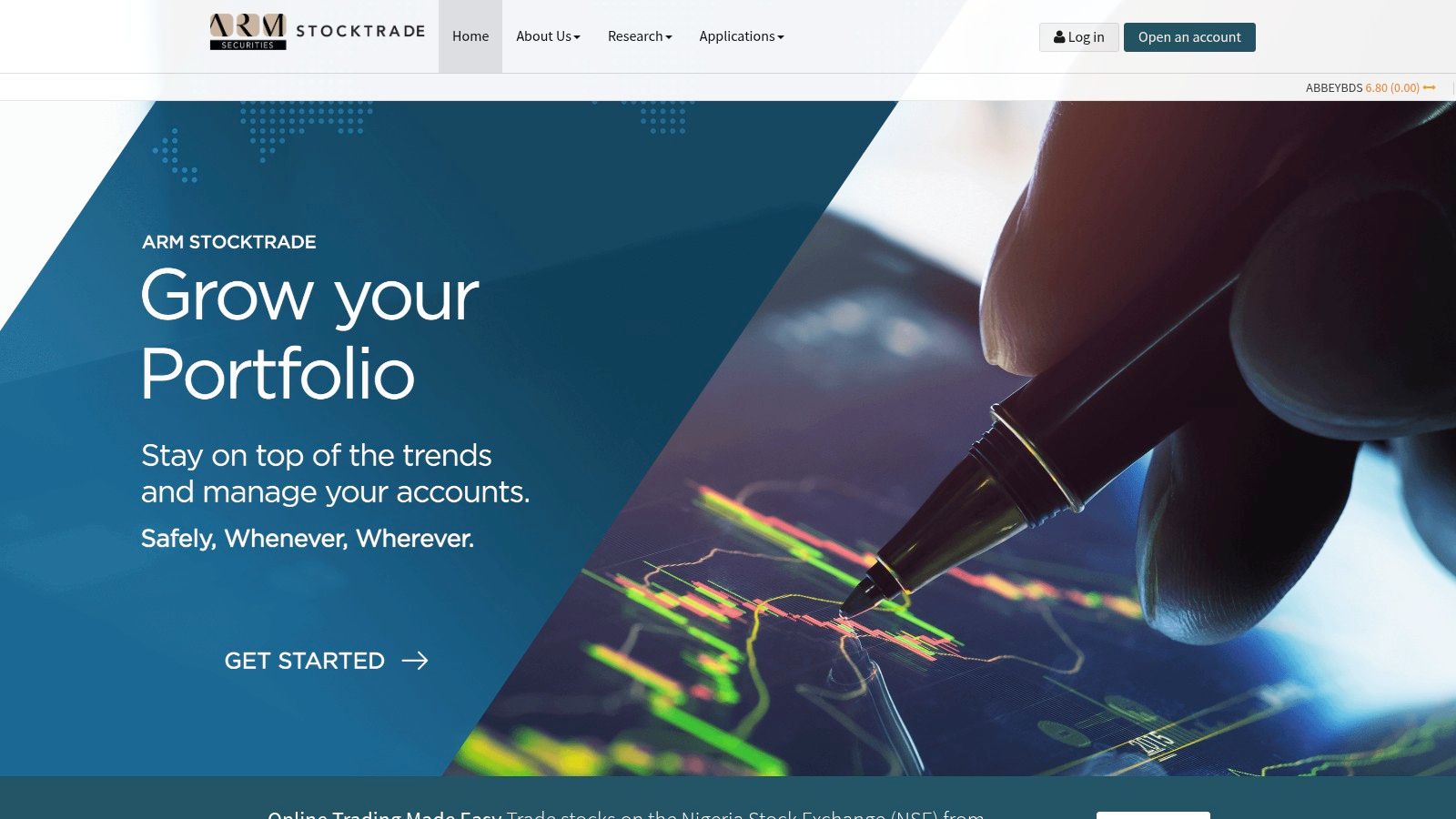 An overview of the ARM Stocktrade platform interface, showing a user-friendly dashboard for trading and portfolio management.