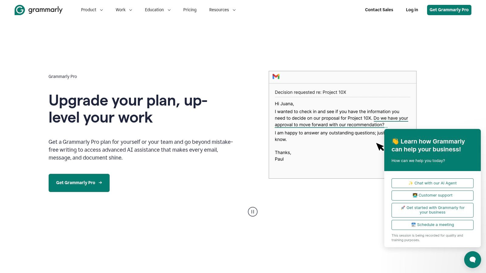 A person using Grammarly's AI writing features on a laptop.