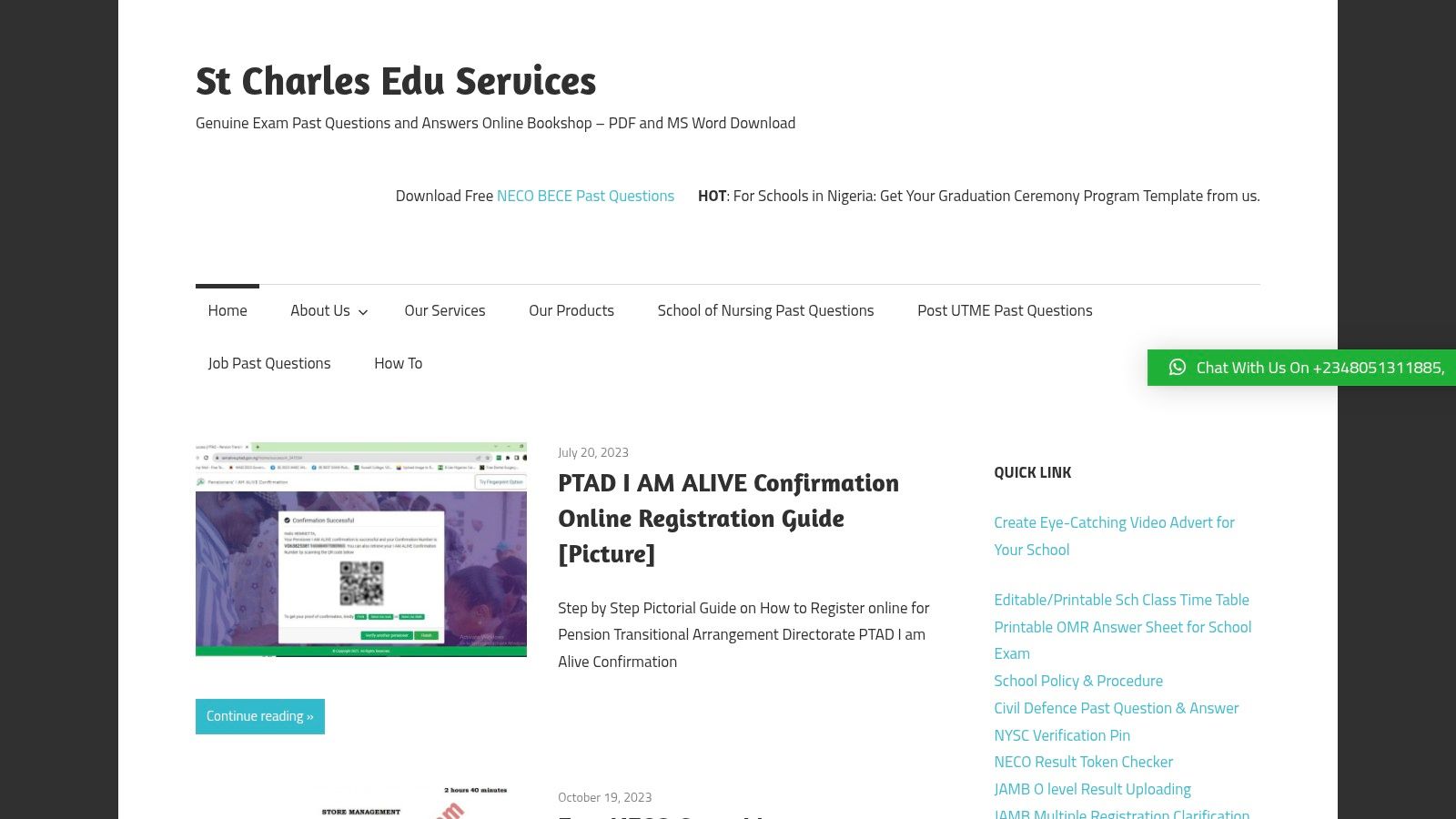 St Charles Edu Services – WAEC Past Questions Shop