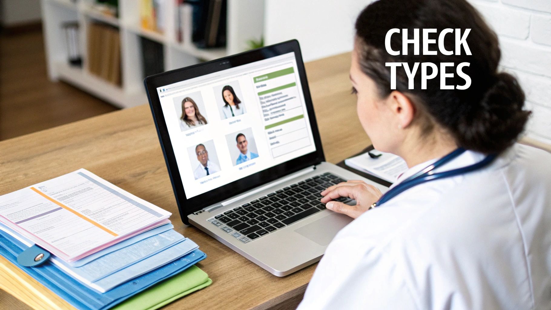 A doctor reviewing patient records on a tablet, symbolizing the high stakes of healthcare.