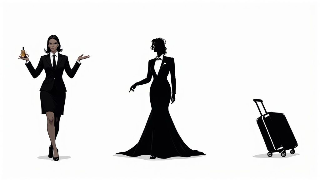 A stylish woman in an elegant setting, perfectly suited for wearing Jimmy Choo Parfum
